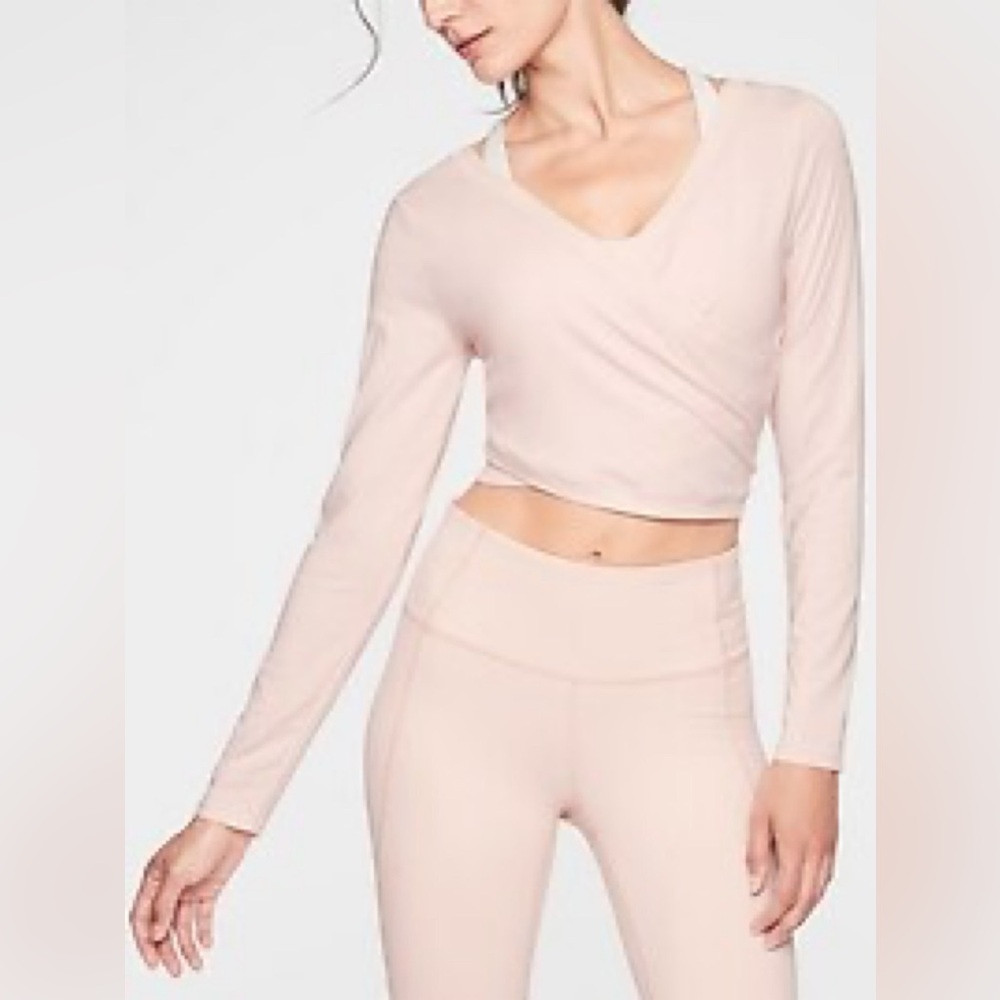 Athleta Encore Wrap Top, in color “Ballerina Gown”